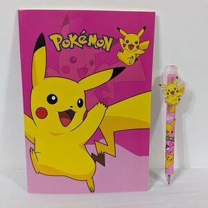 Pokemon Pikachu Pink Notebook & Pink Pen, Stationery, NEW